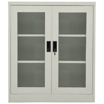 The Living Store Archiefkast - 90 x 40 x 105 cm - Staal en Gehard Glas