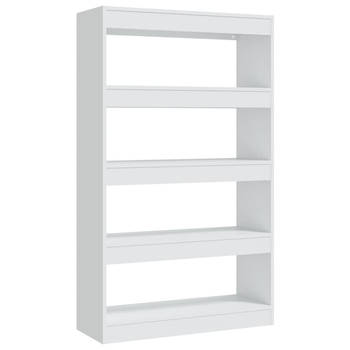 The Living Store Boekenkast - Hout - Wit - 80 x 30 x 135 cm - Stevig en veelzijdig