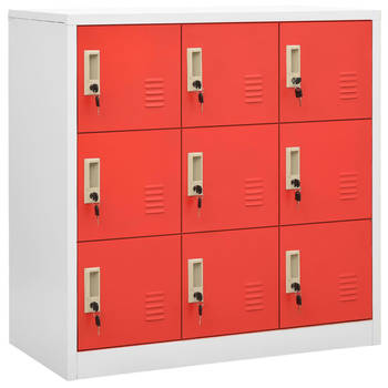 The Living Store Lockerkasten Opbergkast - 90 x 45 x 92.5 cm - Staal - 9 lockers