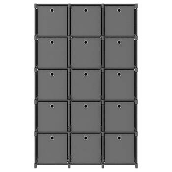 The Living Store Vakkenkast 15 boxen - 103 x 30 x 175.5 cm - grijs stof en staal
