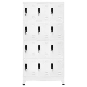 The Living Store Lockerkast Staal - 90 x 45 x 180 cm - 12 deuren - Wit