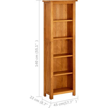 The Living Store Boekenkast - Eikenhout - 45 x 22 x 140 cm - Rustieke Charme