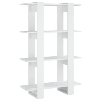 The Living Store Boekenkast Hout - 80x30x123.5cm - Hoogglans wit