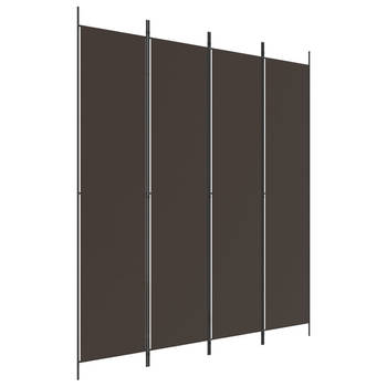 The Living Store Kamerscherm Bruin - 4 panelen - 200x220cm - Duurzaam materiaal