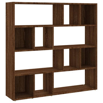 The Living Store Boekenkast Roomdivider - 105x24x102 cm - Bruineiken - Stevig materiaal