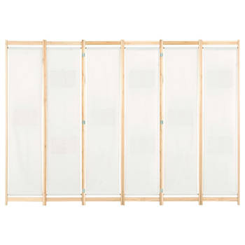 The Living Store Kamerverdeler - 6 Panelen - Vrijstaand - 240x170x4 cm - Crème houten frame