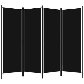 The Living Store Kamerscherm - Ruimteverdeler 4 panelen - 200 x 180 cm - Zwart stof
