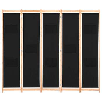 The Living Store Kamerverdeler 5 panelen - 200 x 170 x 4 cm - Houten frame - Zwart