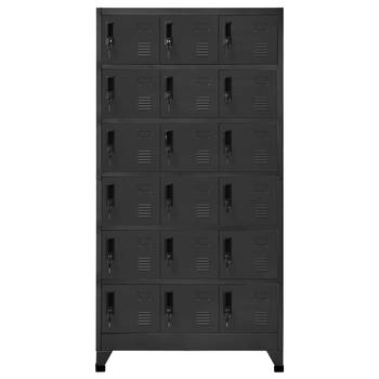 The Living Store Lockerkast Staal - 90 x 40 x 180 cm - Antraciet