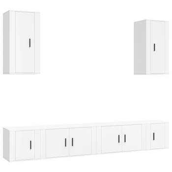 The Living Store TV-Meubelset - Klassiek - Wit - 2x 80 x 34.5 x 40 cm / 2x 40 x 34.5 x 40 cm / 2x 40 x 34.5 x 80 cm