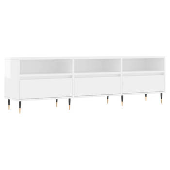 The Living Store Tv-meubel - hoogglans wit - 150 x 30 x 44.5 cm - bewerkt hout en ijzer