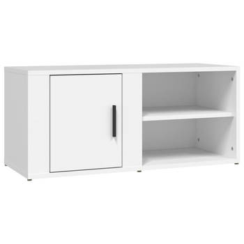 The Living Store TV-kast - Mediakast van bewerkt hout - 80 x 31.5 x 36 cm - Wit