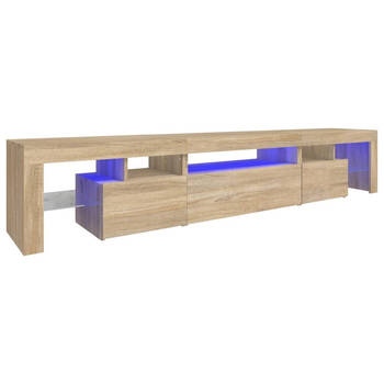 The Living Store TV-meubel LED-verlichting - Sonoma eiken - 215 x 36.5 x 40 cm - opbergruimte - weergavefunctie -