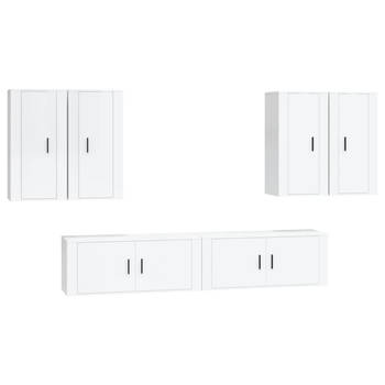 The Living Store Televisiekastenset - 2x 100 x 34.5 x 40 cm - 4x 40 x 34.5 x 80 cm - hoogglans wit