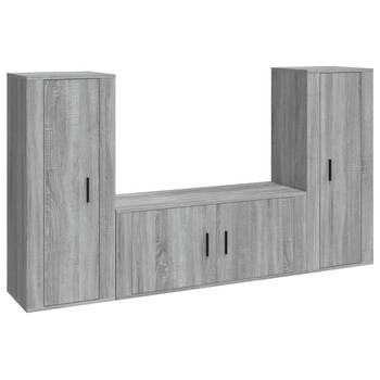 The Living Store TV-meubelset - grijs sonoma eiken - 2x 40x34.5x100cm + 1x 100x34.5x40cm