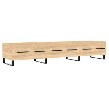 The Living Store Tv-meubel Sonoma eiken - 150x36x30cm - opbergruimte - ijzeren poten