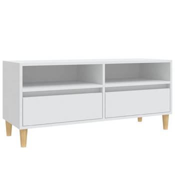 The Living Store Tv-kast Classic - Hout - 100 x 34.5 x 44.5 cm - Wit