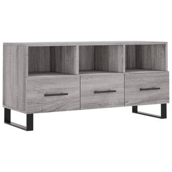 The Living Store Televisiekast - Trendy en praktisch - TV-meubel - 102 x 36 x 50 cm - Grijs sonoma eiken