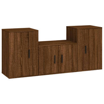 The Living Store Klassieke televisiekastenset - Bruineiken - 1x 57x34.5x40 cm - 2x 40x34.5x60 cm