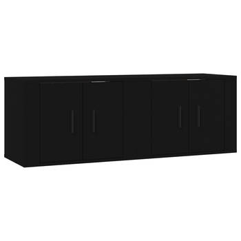 The Living Store Tv-wandmeubel - Zwart - 57 x 34.5 x 40 cm - 2 stuks - The Living Store