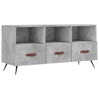 The Living Store TV-meubel - Betongrijs - 102 x 36 x 50 cm - Bewerkt hout en ijzer