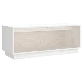 The Living Store Zwevend TV-meubel - Grenenhout - Wit - 90x35x35 cm - Opbergruimte - Display functie