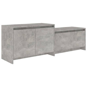 The Living Store TV-meubel Betongrijs - 146.5 x 35 x 50 cm (L x B x H) - 4 Deuren