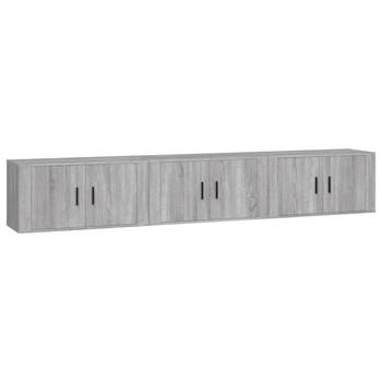 The Living Store TV wandmeubel - grijs sonoma eiken - 80 x 34.5 x 40 cm - 3 stuks