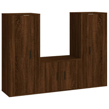 The Living Store TV Meubel Set - Bruineiken - 2x 40x34.5x100 cm + 1x 57x34.5x40 cm