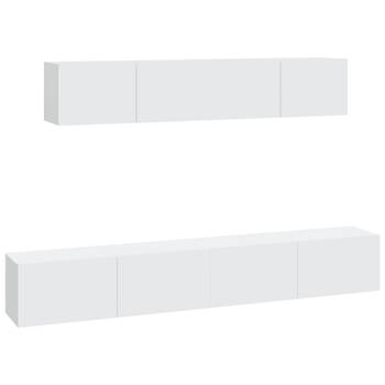 The Living Store Televisiemeubel Set - Wit - 60 x 30 x 30 cm - 80 x 30 x 30 cm