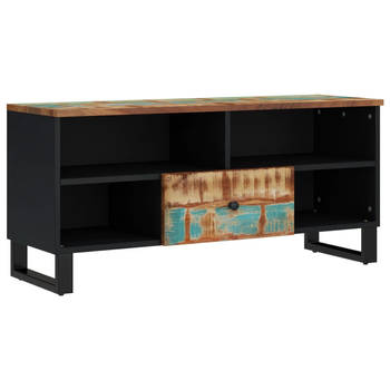 The Living Store Tv-meubel Massief Gerecycled Hout - 100 x 33 x 46 cm - Meerkleurige Afwerking