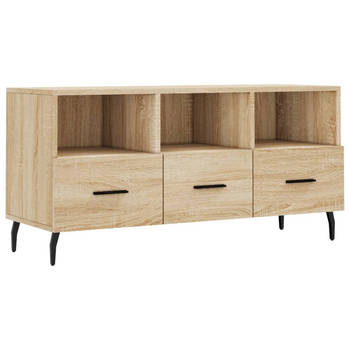 The Living Store TV-meubel Sonoma Eiken - 102 x 36 x 50 cm - Bewerkt hout en ijzer