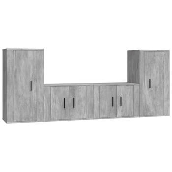 The Living Store Televisiekastenset Betongrijs - 2x tv-meubel 57x34.5x40 cm - 2x tv-meubel 40x34.5x80 cm