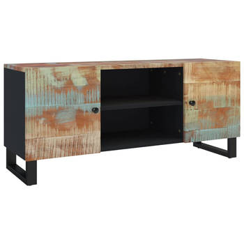 The Living Store TV-meubel Industrieel - 105 x 33 x 46 cm - Massief gerecycled hout - Opbergruimte - Stevig blad