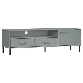 The Living Store OSLO Tv-meubel - 158 x 40 x 46.5 cm - Grijs - Massief grenenhout