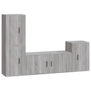 The Living Store Televisiekastenset - TV-meubel 100x34.5x40cm - 3x TV-meubel 40x34.5x60cm - Grijs sonoma eiken