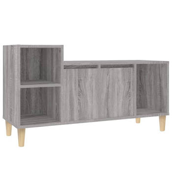 The Living Store Klassieke Tv-kast - Grijs Sonoma Eiken - 100 x 35 x 55 cm - Bewerkt hout en massief eucalyptushout