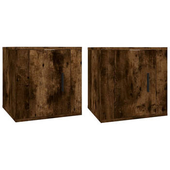 The Living Store TV wandmeubel - Gerookt eiken - Set van 2 - 40 x 34.5 x 40 cm