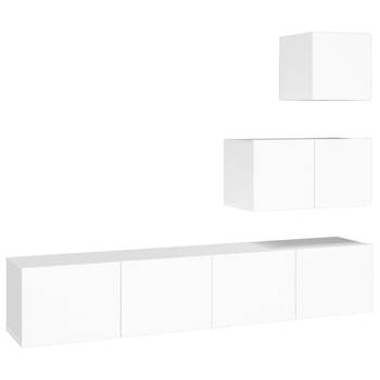 The Living Store TV-meubelset - Wit - 30.5 x 30 x 30 cm / 60 x 30 x 30 cm / 80 x 30 x 30 cm