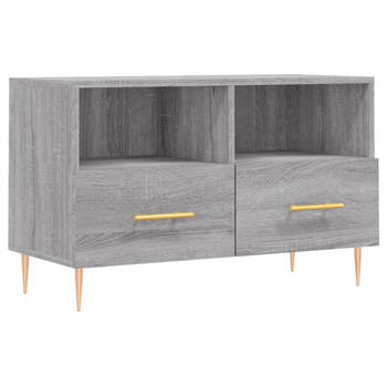 The Living Store Tv-meubel 80x36x50 cm bewerkt hout grijs sonoma eikenkleurig - Kast