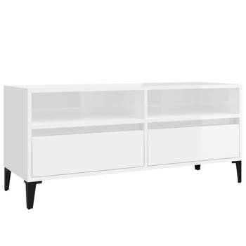 The Living Store TV-kast - klassiek design - veel opbergruimte - hoogglans wit - 100 x 34.5 x 44.5 cm