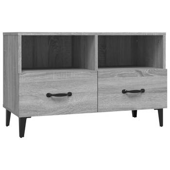 The Living Store Tv-meubel Grijs Sonoma Eiken - 80x36x50 cm - Stevig Hout - Opbergruimte - Stevig Blad