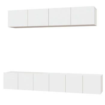 The Living Store TV-Meubelset - 3x 60x30x30cm - 2x 80x30x30cm - Wit