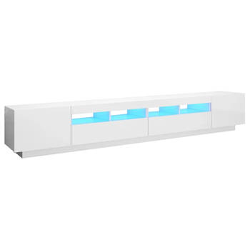 The Living Store TV-meubel - TV-meubel - 260 x 35 x 40 cm - Hoogglans wit - Met RGB LED-verlichting