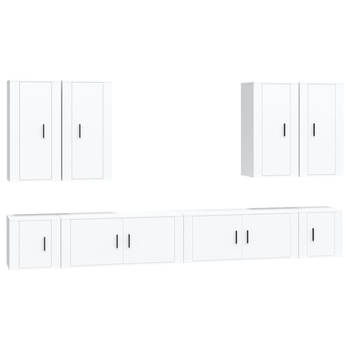 The Living Store TV-Meubel Set - Hout - Wandgemonteerd - Wit - 6 delig - 100x34.5x40 cm - 40x34.5x40 cm - 40x34.5x80 cm