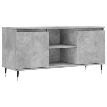 The Living Store Tv-meubel Betongrijs - 104 x 35 x 50 cm - Bewerkt hout en ijzer