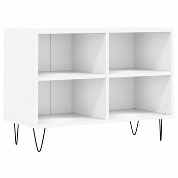 The Living Store Tv-meubel TV-kast - 69.5 x 30 x 50 cm - wit - bewerkt hout en ijzer