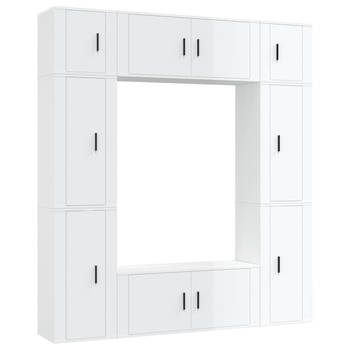 The Living Store TV Meubelset - Hoogglans wit - 2x 100x34.5x40 cm - 4x 40x34.5x80 cm - 2x 40x34.5x40 cm