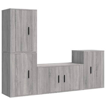 The Living Store TV-meubelenset - grijs sonoma eiken - 80 x 34.5 x 40 cm - 3-delige set