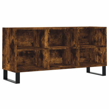 The Living Store TV-meubel - Gerookt Eiken - TV-meubel - 103.5 x 30 x 50 cm - met veel opbergruimte